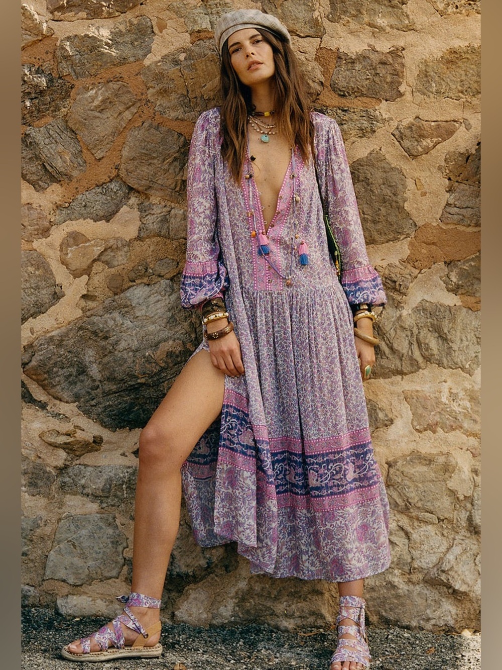 SPELL LITTLE BIRD GOWN in Berry XS NWT